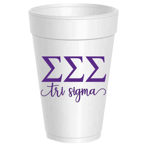 Sigma Sigma Sigma - ΣΣΣ - Styrofoam Cups - 25 pack