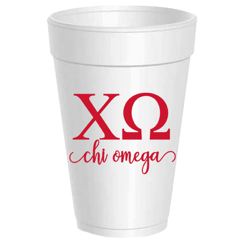 Chi Omega - ΧΩ - Styrofoam Cups - 25 pack
