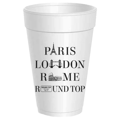 Paris London Rome Round Top - 25 pack